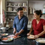 प्यार में अंधे मत बनो | ये समझौते रिश्ते को बर्बाद कर देंगे घर की रसोई में साथ खाना बनाते और हँसते भारतीय पति-पत्नी